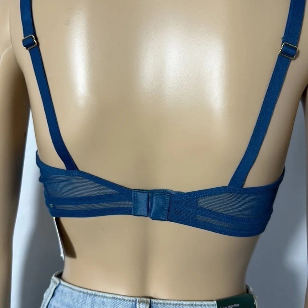 Women's Lively Bra Blue Tropical Flower Mesh Side Hook and Latch (AE328-P) - Picture 3 of 4